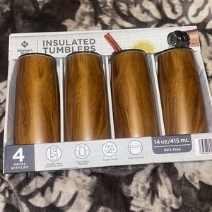 4 pcs BPA free insulated tumblers with lid, 14oz/415 ml